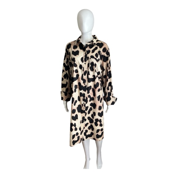 H&M Dresses & Skirts - H&M Leopard Print Long Shirt Dress Size L